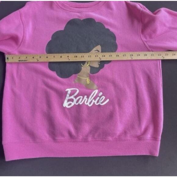 Barbie Sweatshirt Womens XL Pink Black Afro Graphic Crewneck Pullover Sweater - Picture 5 of 7